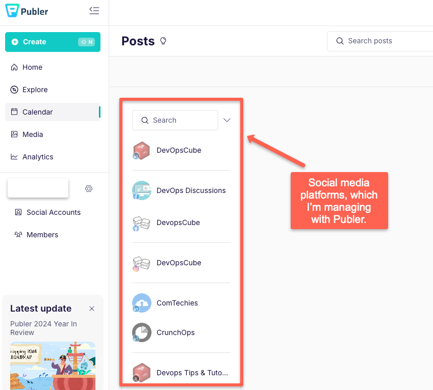 these are the platform I'm managing with Publer