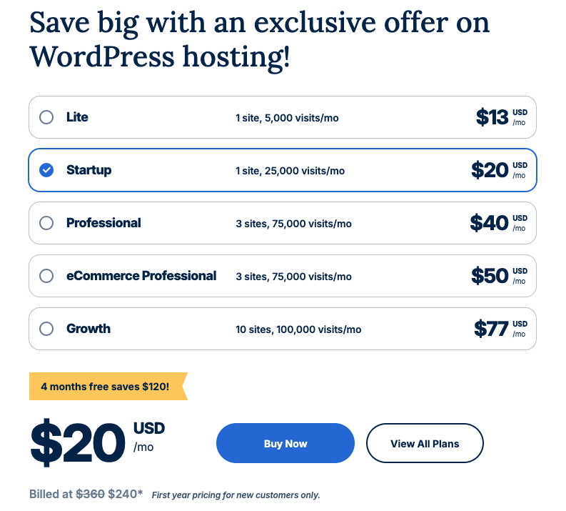 WP engine discount page with our link