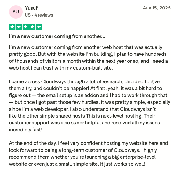 Cloudways review from users