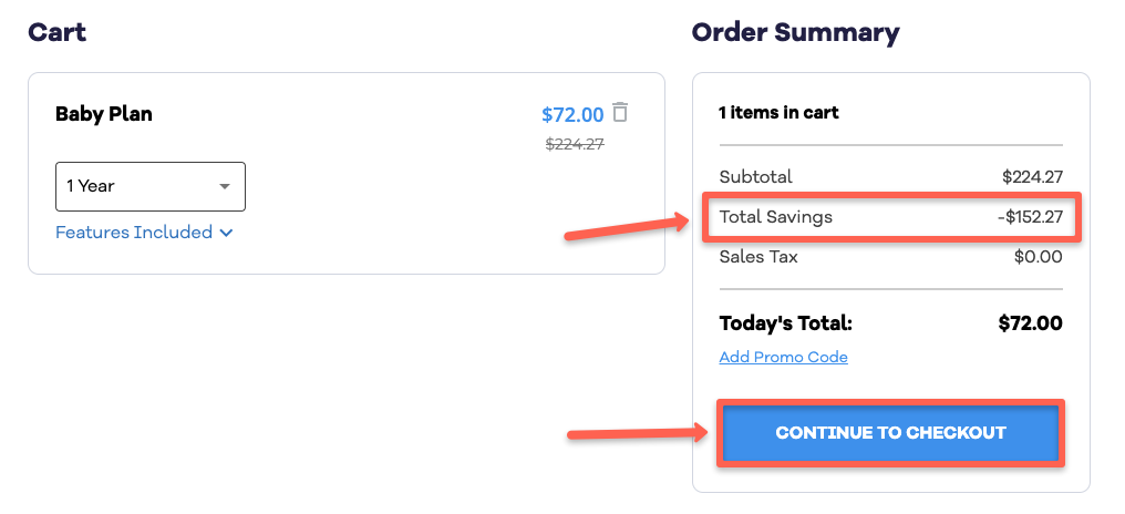 click continue to checkout page to fill the billing address