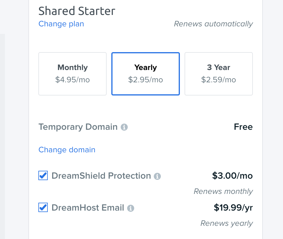 user can undo the tick mark in dreamshield protection and dreamhost email