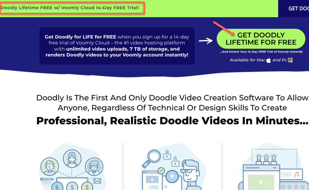 Doodly is offering a 14-day free trial for its Voomly cloud plan. After the trial, continue with Voomly Cloud for just&nbsp;$49.