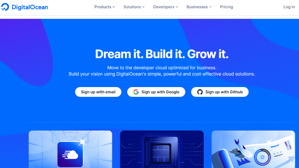 Digital Ocean Free Credits: digital ocean login page