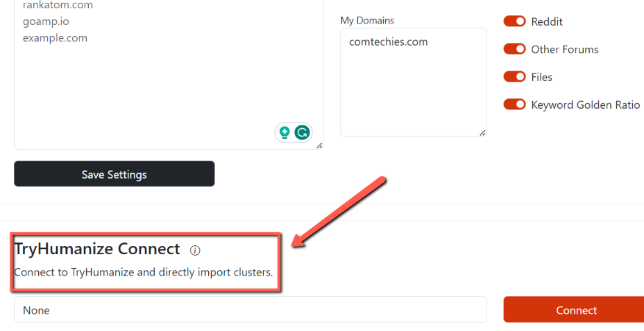 Rankatom review: Tryhumanize connect feature in ranktom