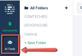 example: AI tools option showing with image