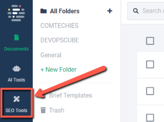 example: SEO tools option showing with image