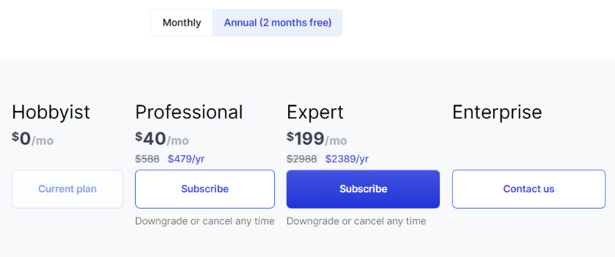 Glimpse annual pricings and plans