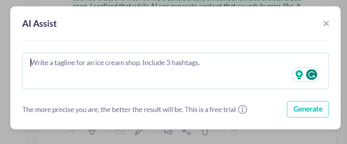 Publer example: how to generate content using AI assist in publer
