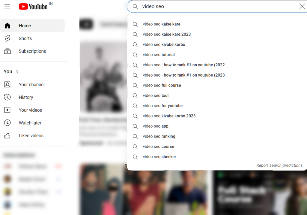 Video seo: A simple way to identify people's search keywords in YouTube search box 