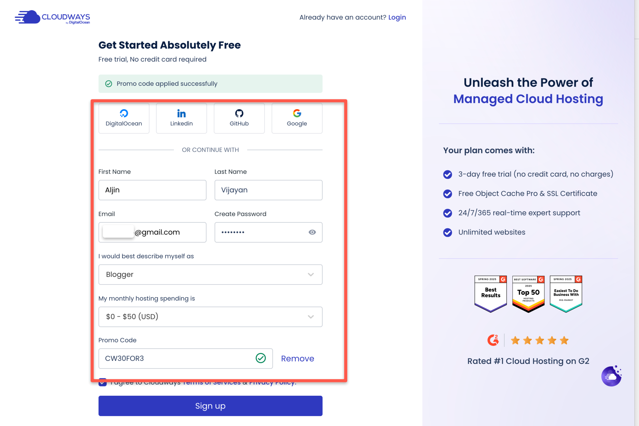 Fill the details like name, email, create password, and other things which is required
