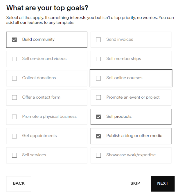 Squarespace review: Choose the goals that the webiste for you