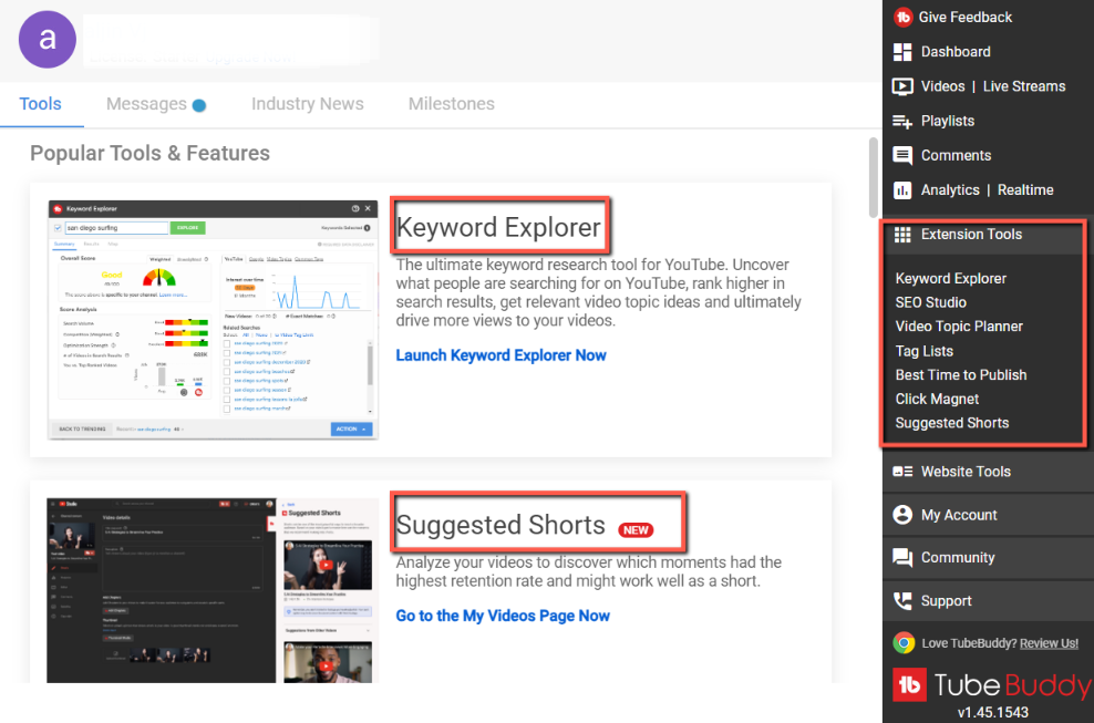 Tubebuddy review: dashboard and tools of tubebuddy