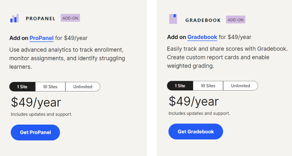 Pricing and plans of LearnDash dashboard