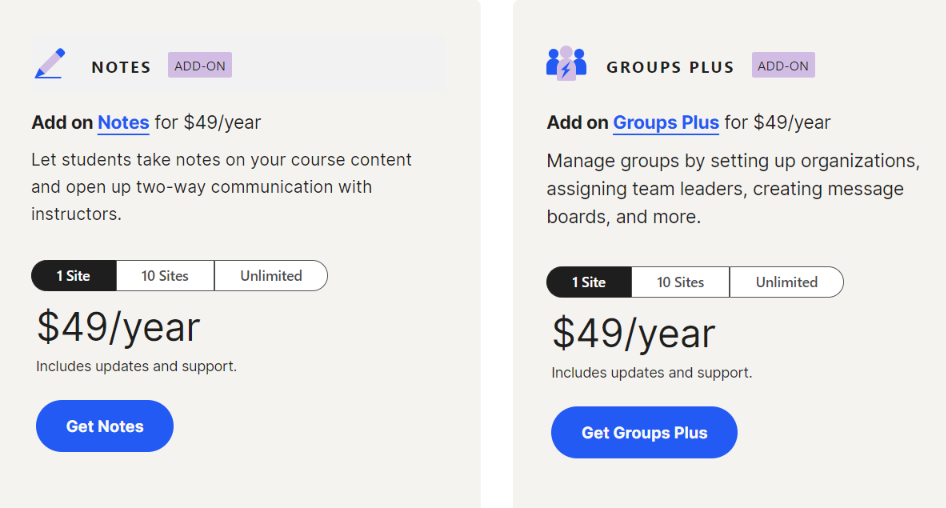 Pricing and plans of LearnDash dashboard