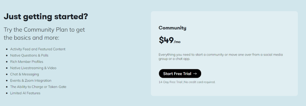 Pricing, plan and features of Mighty Networks