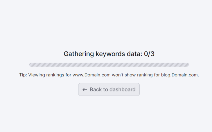 Semrush Position Tracking: its showiing, that your project is inprogress to create project