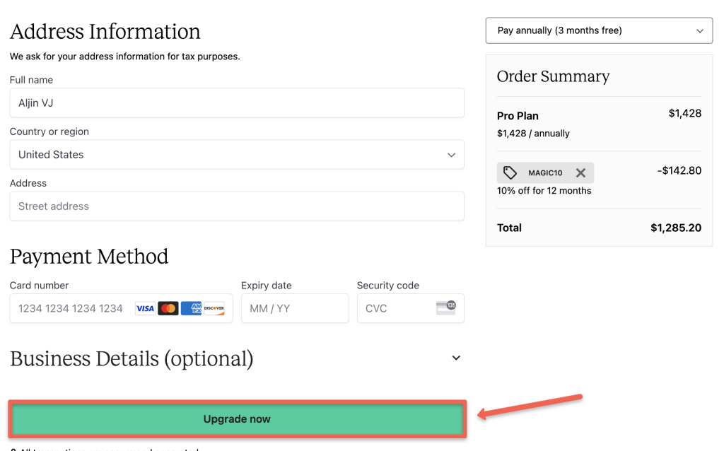 Click the updgrade button to get the Teachable premium account