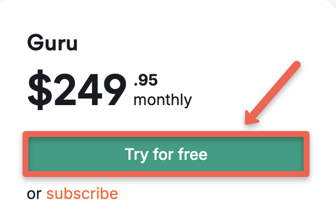 Access Semrush free trial for the Semrush Guru Plan and its features.