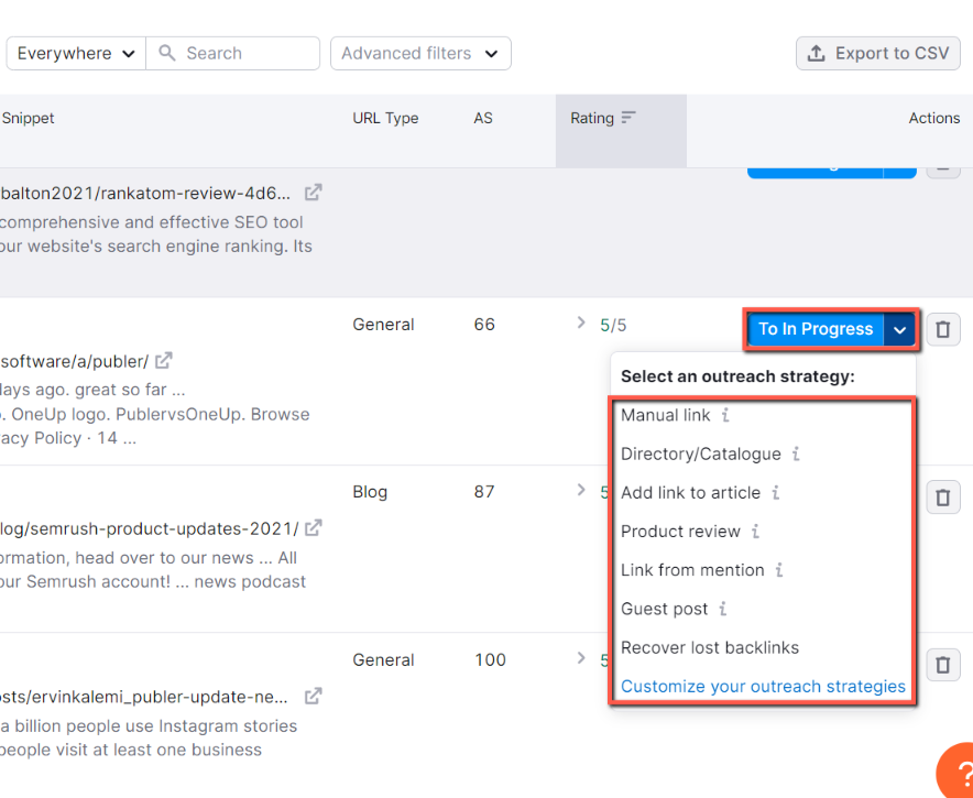Now, click To In Progress or select the arrow to visible, what type of email you want to send.