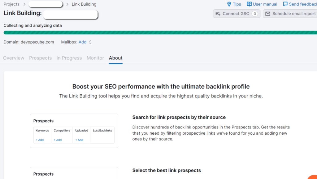 It will take a few minutes to create a project dashboard.