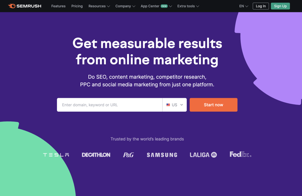 Semrush tutorial for beginners: Semrush Sign Up page