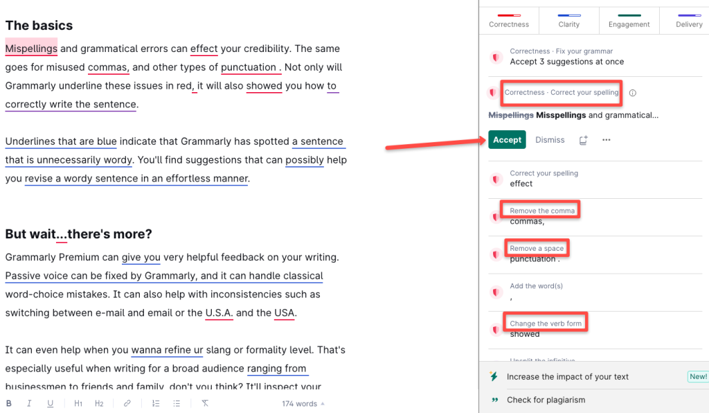 You can upload the document in Grammarly and correct everything perfectly.