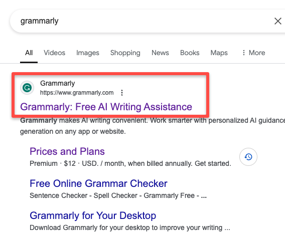 Step 1: Search Grammarly in Google and Click the Grammarly official website as shown in the image below.
