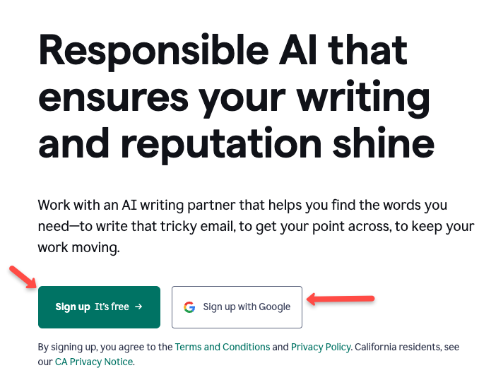 Step 2: Sign up with your Google account.