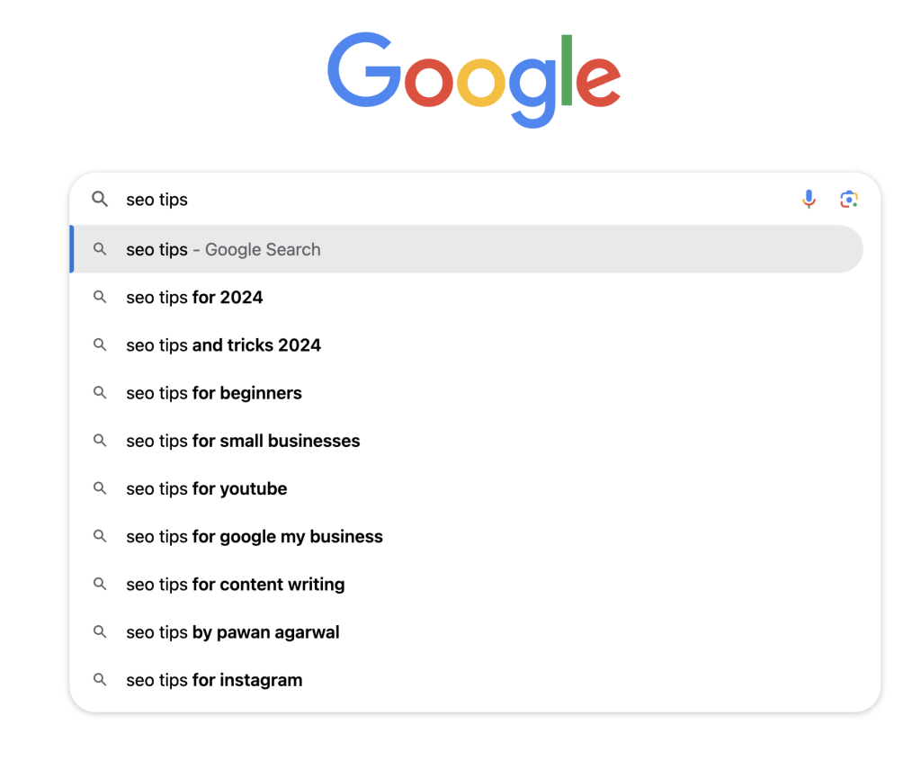 This is a simple method to find keywords and long tail keywords from Google Suggestion.