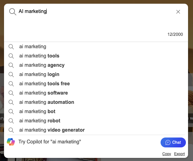 Find Suggest Keywords from bing