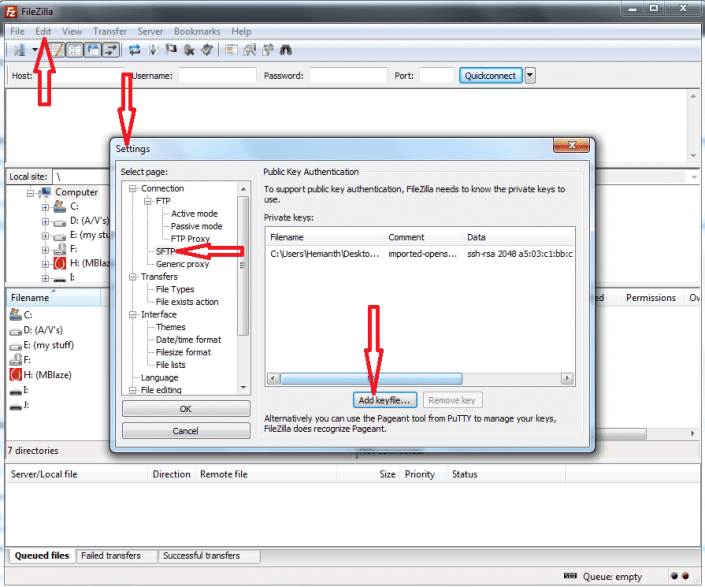 ec2-upload-download filezilla SFTP