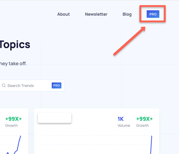 Step 2: In the right side corner, click on the 'PRO' option.