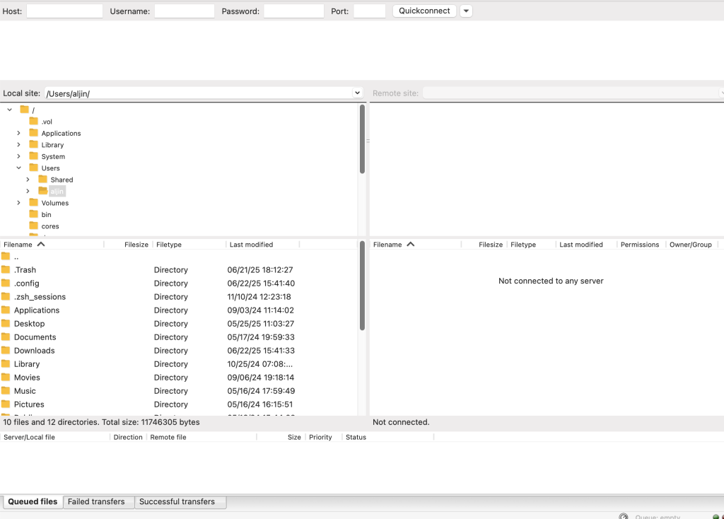 this is the screen of FileZilla