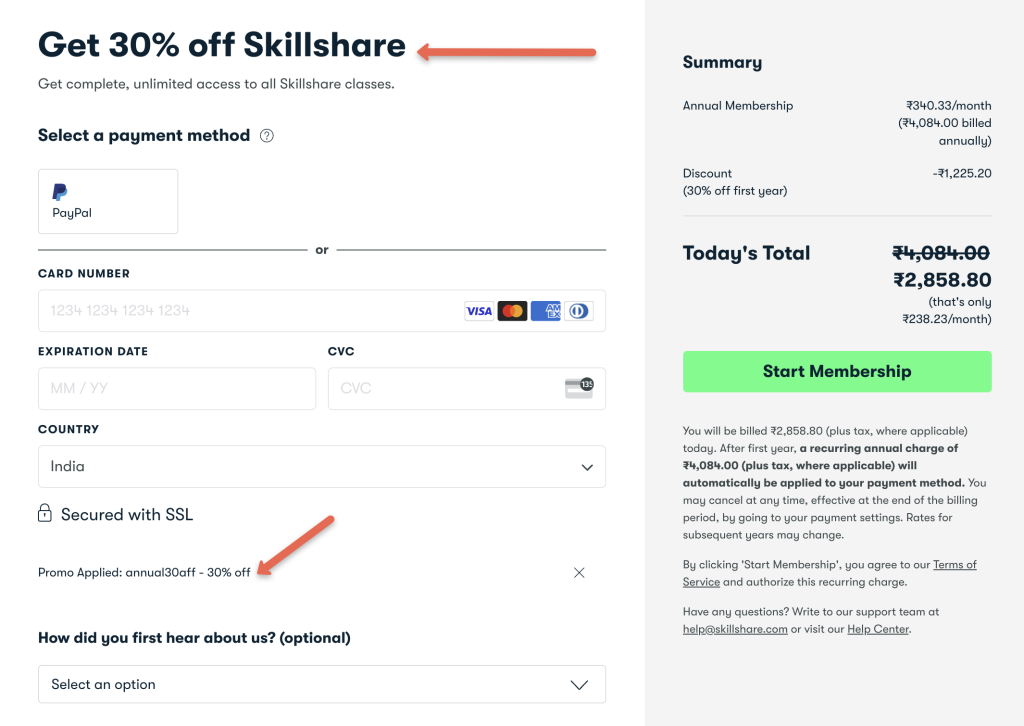 skillshare discount code