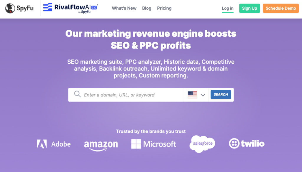 Semrush alternative: SpyFu login page