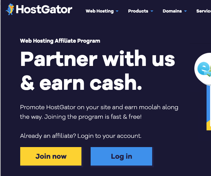Affiliate programs: HostGator affiliate program signup page