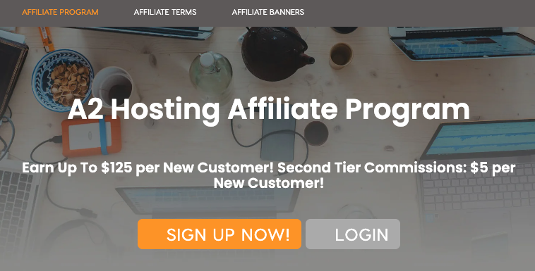 Affiliate programs: A2 hosting affiliate program signup page