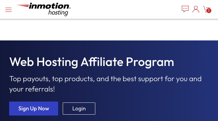 Affiliate programs: InMotion hosting affiliate program signup page