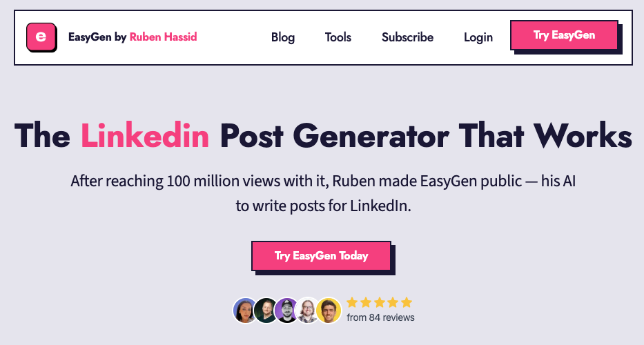 Affiliate programs: EasyGen affiliate program signup page