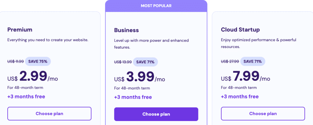 Shared hosting plans