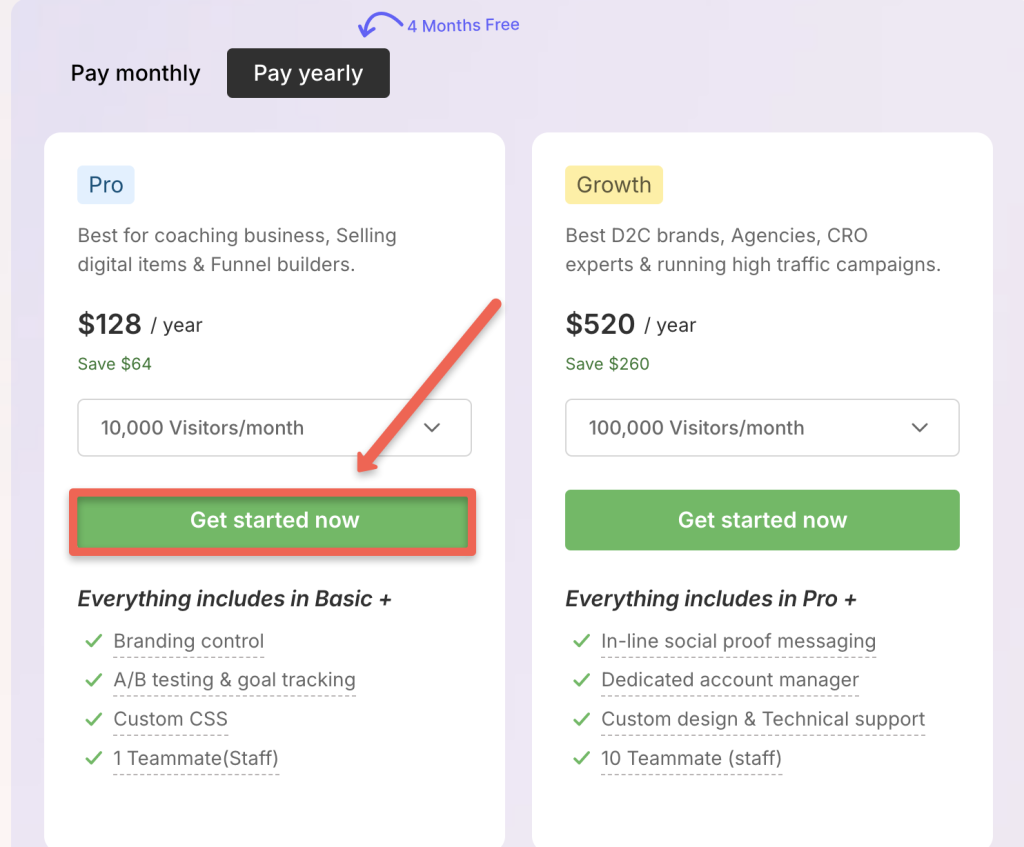 Select the plan that you to subscribe