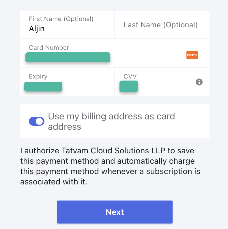 Enter payment details