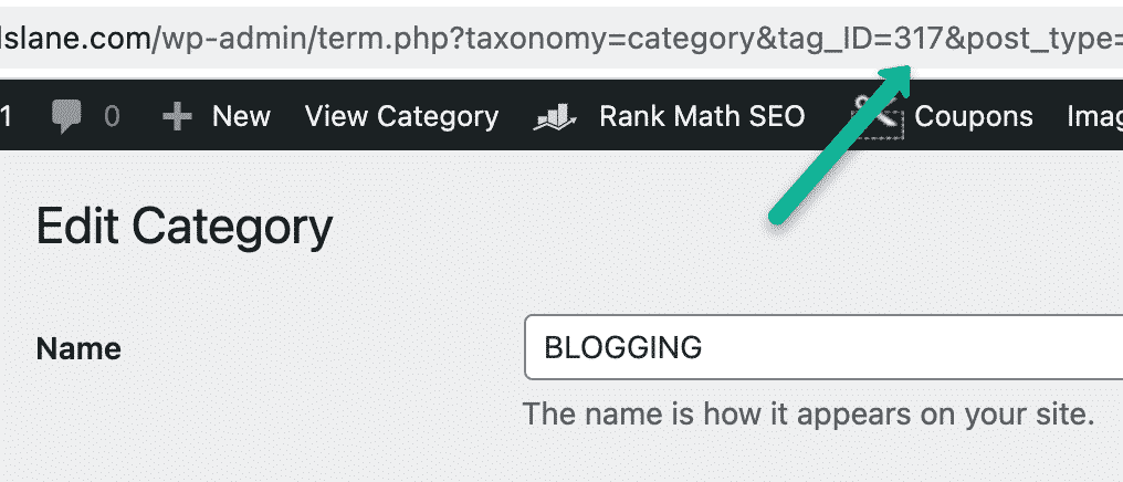 Get wordpress category id