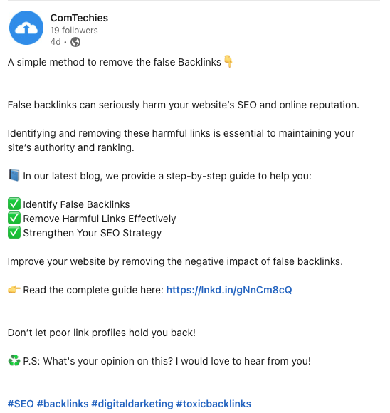 We generate a personalized AI content to post it on linkedin for our comtechies page