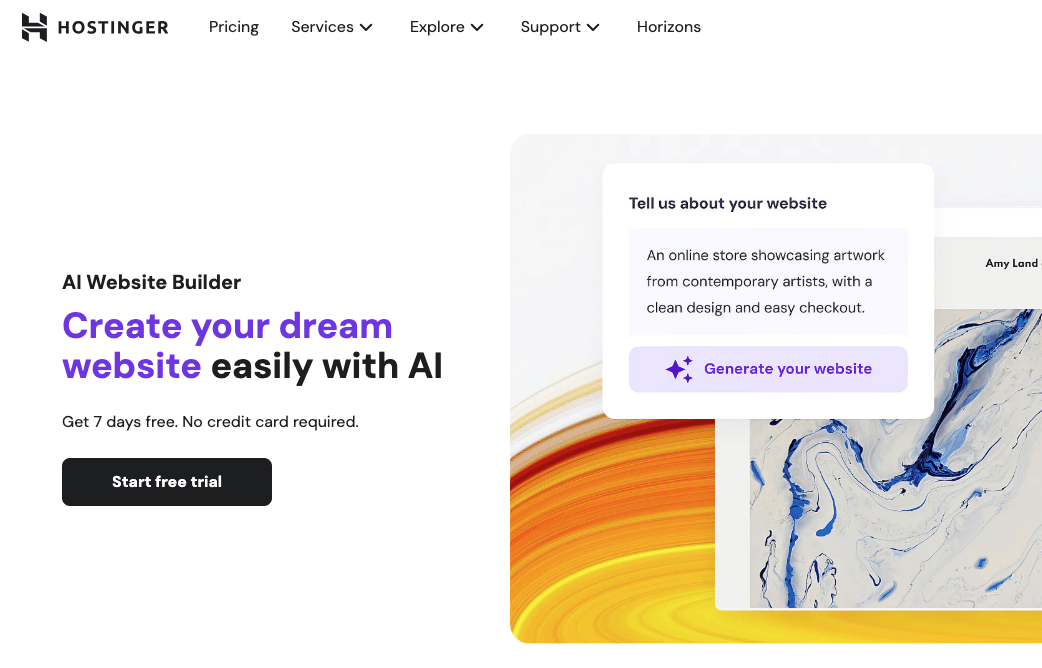 Hostinger AI website builder