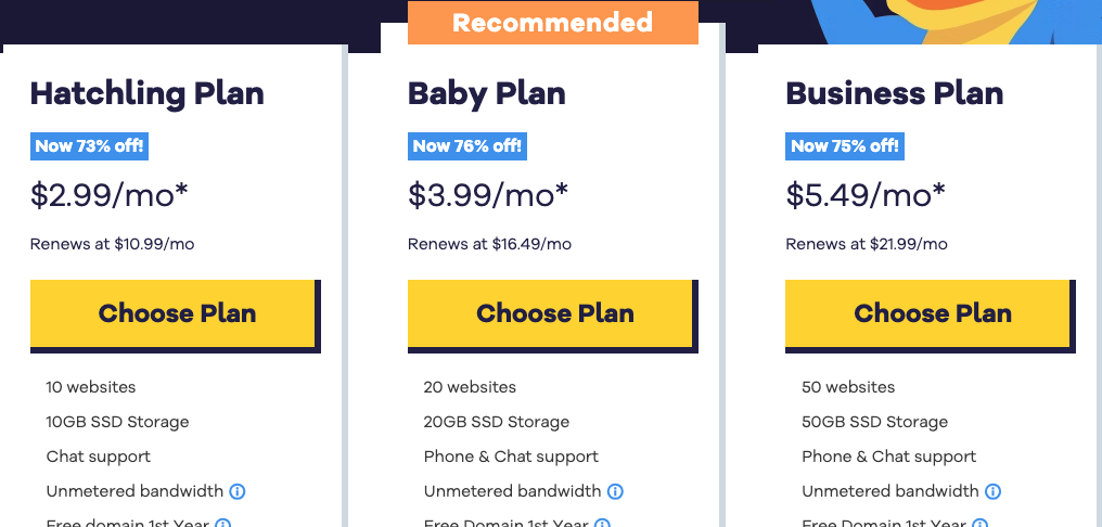 HostGator web hosting pricing and plans