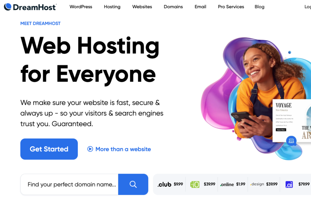 DreamHost Hosting page