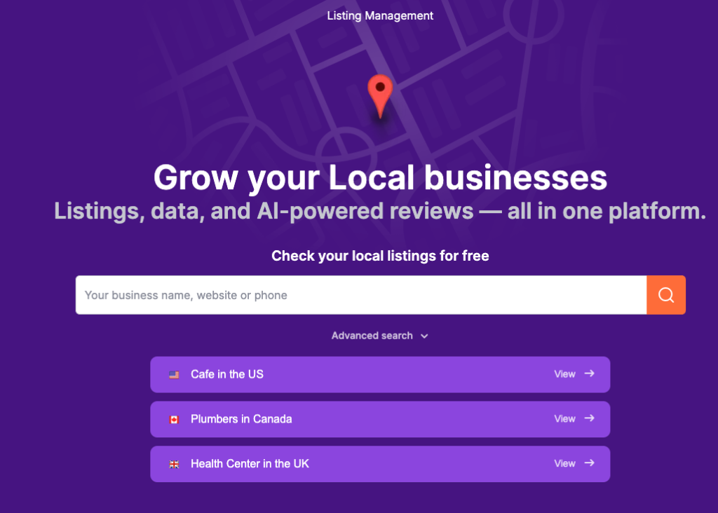 Semrush lisiting management feature