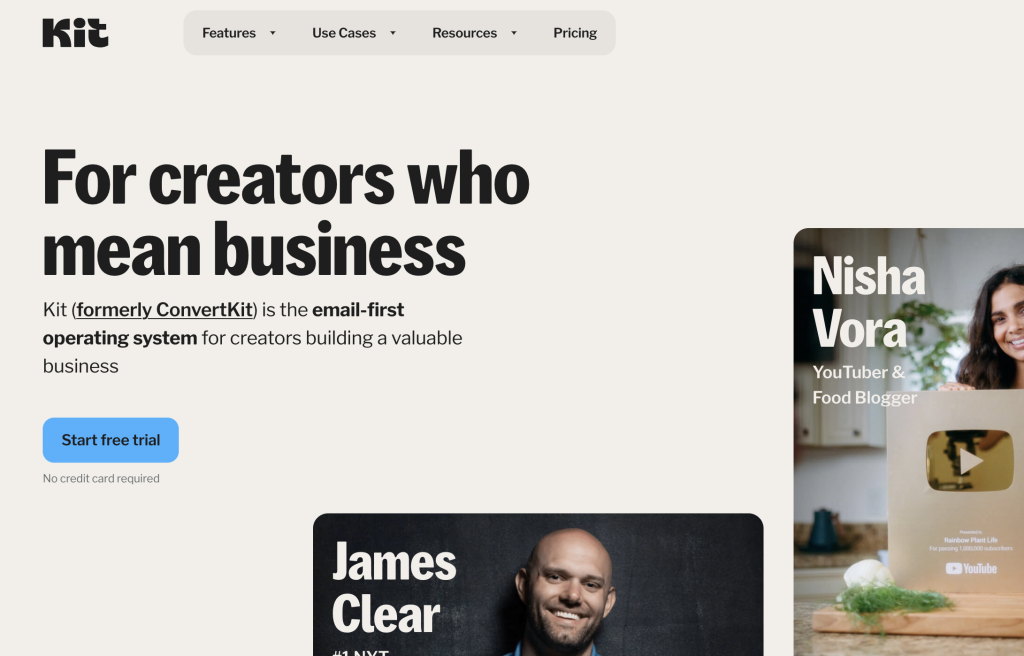 Converkit email marketing tool dashboard