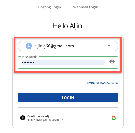 Enter the username and password